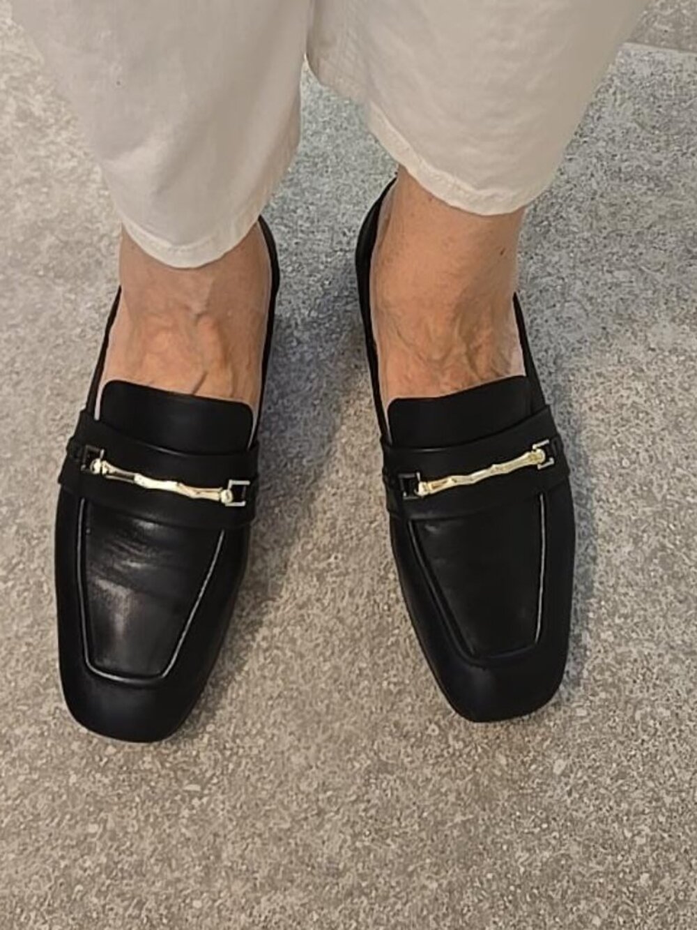 Vince Camuto Renesha Black Leather Bamboo Bit Loafers Size 7M